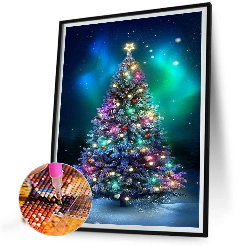 Christmas Tree With Lanterns - Full Square Drill Diamond Painting 30*40CM