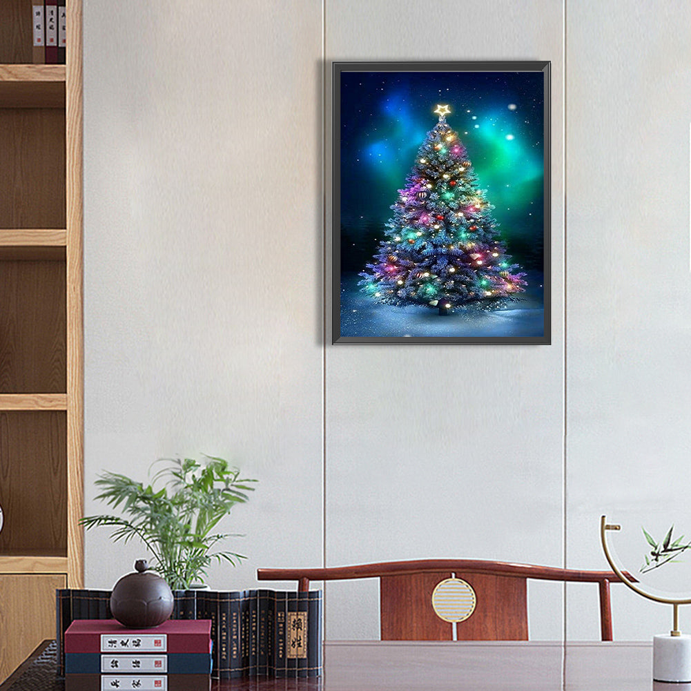 Christmas Tree With Lanterns - Full Square Drill Diamond Painting 30*40CM