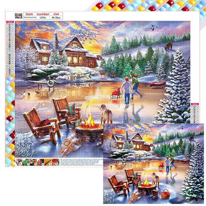 Rural Snow Scene - Full Square Drill Diamond Painting 50*40CM