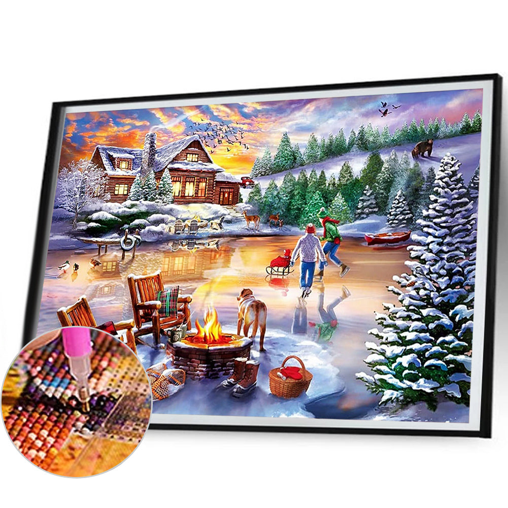 Rural Snow Scene - Full Square Drill Diamond Painting 50*40CM