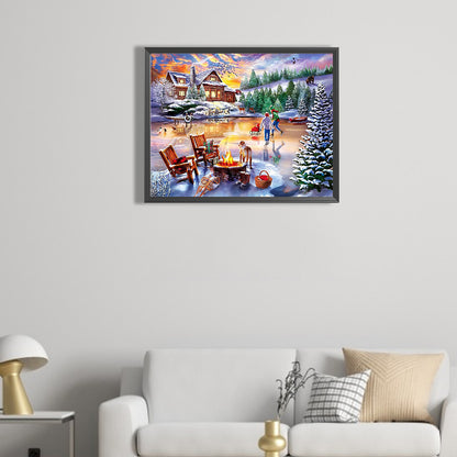 Rural Snow Scene - Full Square Drill Diamond Painting 50*40CM