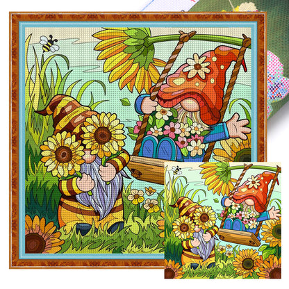 Goblin Sunflower - 11CT Stamped Cross Stitch 50*50CM