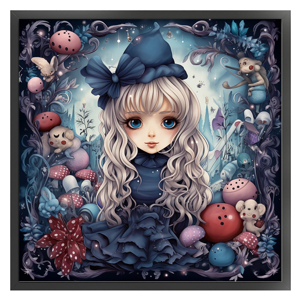 Girl With Mushrooms - 11CT Stamped Cross Stitch 60*60CM