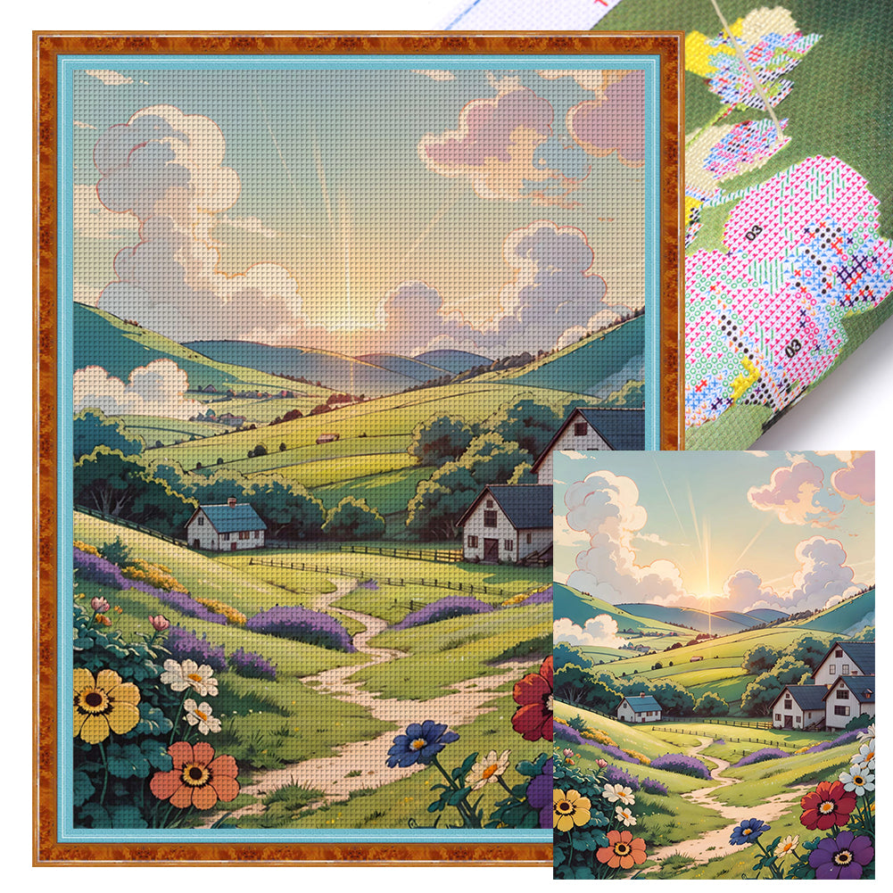 Comic Landscape - 11CT Stamped Cross Stitch 50*65CM