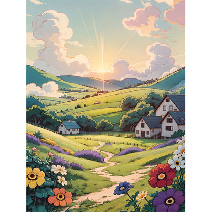 Comic Landscape - 11CT Stamped Cross Stitch 50*65CM