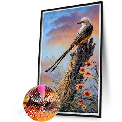 Sparrow On Tree Trunk - Full Round Drill Diamond Painting 40*60CM