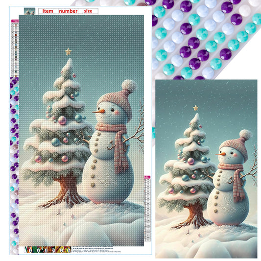 Snowman - Full Round Drill Diamond Painting 40*70CM