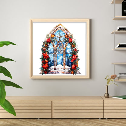 Glass Painting-Christmas Elements - 14CT Stamped Cross Stitch 40*40CM