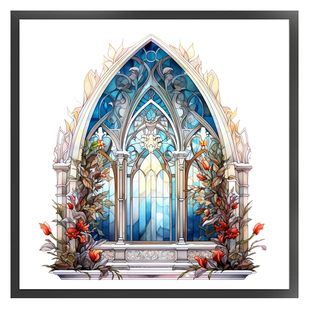 Glass Painting-Christmas Elements - 14CT Stamped Cross Stitch 40*40CM