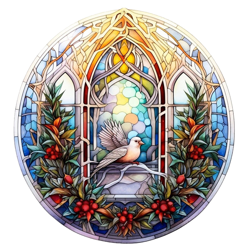 Glass Painting-Christmas Elements - 14CT Stamped Cross Stitch 40*40CM