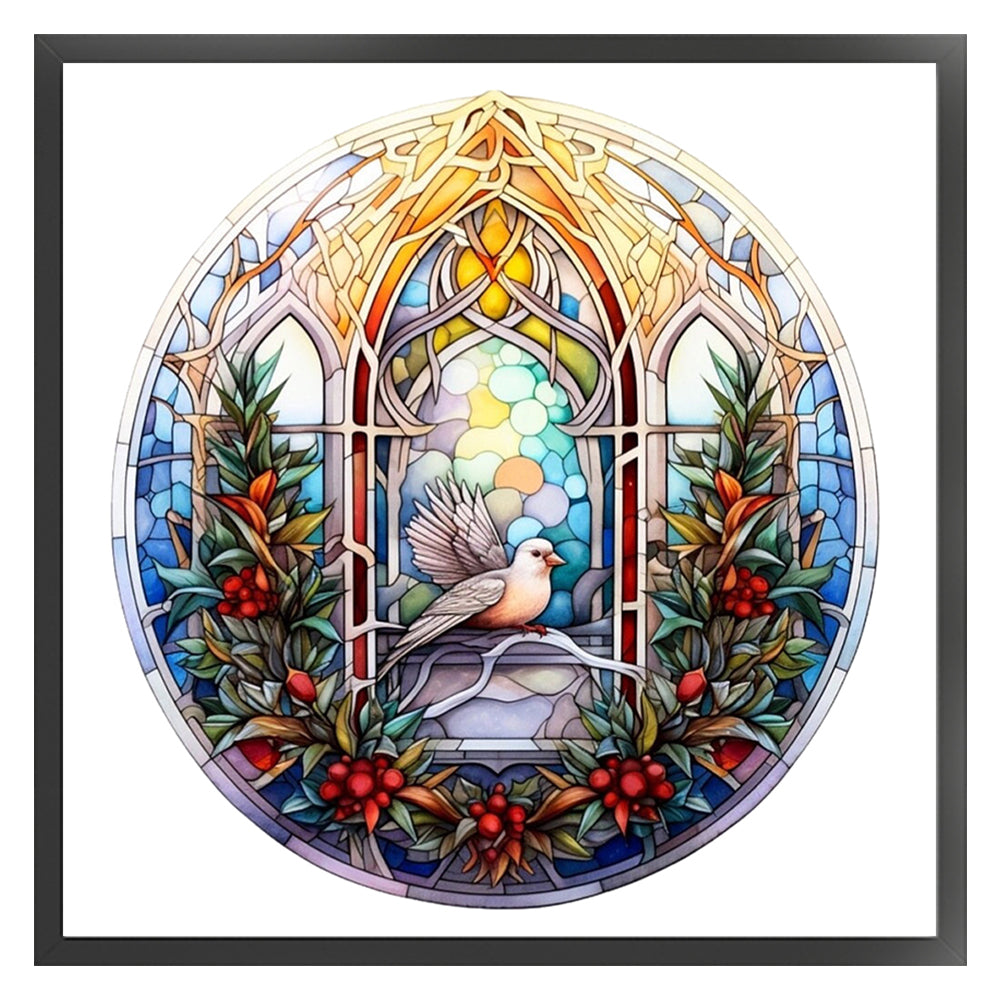 Glass Painting-Christmas Elements - 14CT Stamped Cross Stitch 40*40CM