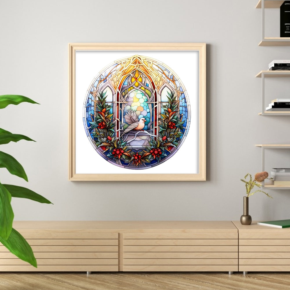 Glass Painting-Christmas Elements - 14CT Stamped Cross Stitch 40*40CM