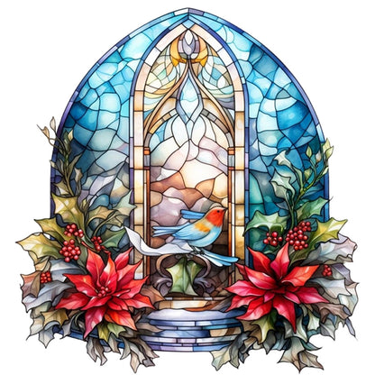 Glass Painting-Christmas Elements - 14CT Stamped Cross Stitch 40*40CM