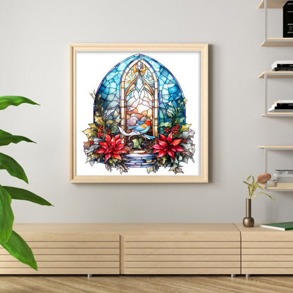 Glass Painting-Christmas Elements - 14CT Stamped Cross Stitch 40*40CM