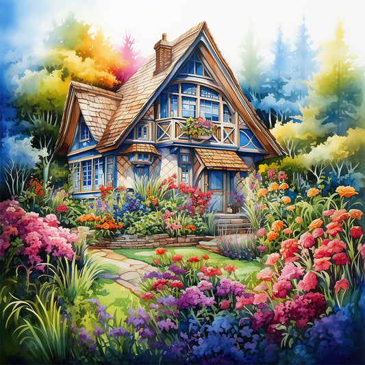 Garden House - Full Round Drill Diamond Painting 40*40CM