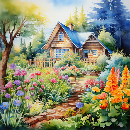 Garden House - Full Round Drill Diamond Painting 40*40CM