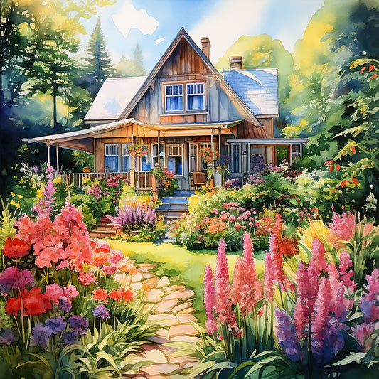 Garden House - Full Round Drill Diamond Painting 40*40CM