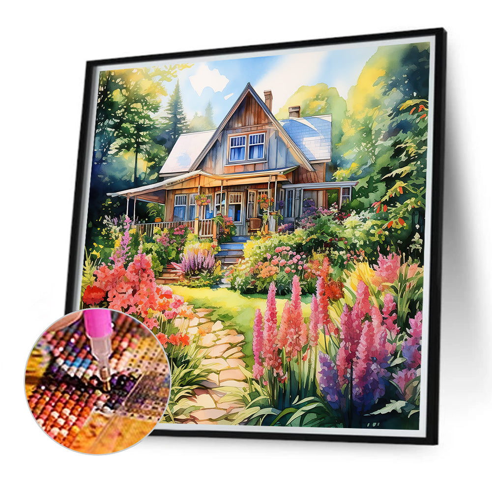 Garden House - Full Round Drill Diamond Painting 40*40CM