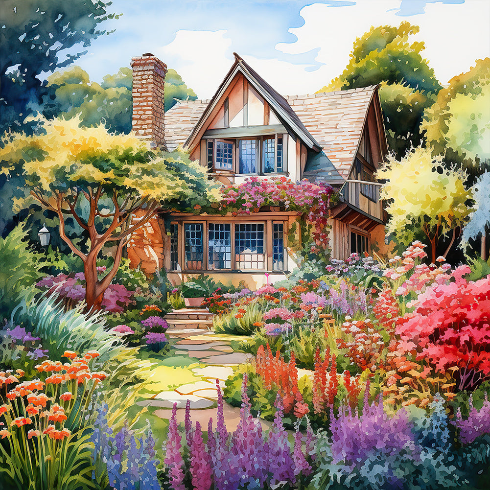 Garden House - Full Round Drill Diamond Painting 40*40CM