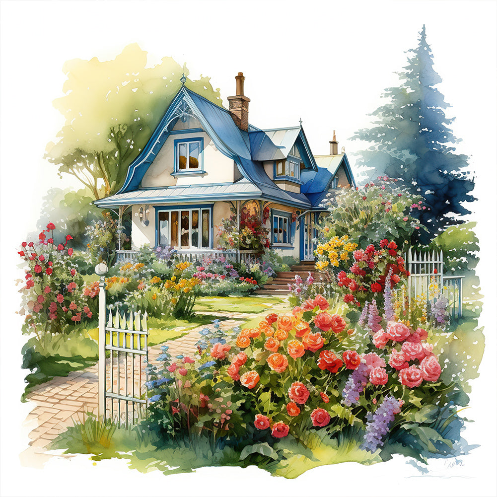 Garden House - Full Round Drill Diamond Painting 40*40CM