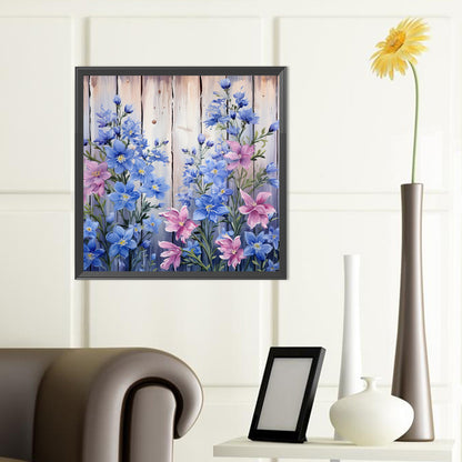 Flowers In Wooden Fence - Full Round Drill Diamond Painting 40*40CM