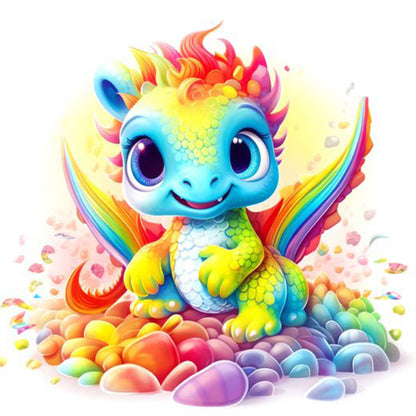 Rainbow Little Flying Dragon - 11CT Stamped Cross Stitch 50*50CM