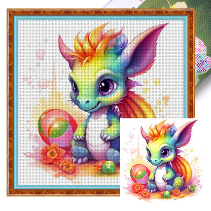 Rainbow Little Flying Dragon - 11CT Stamped Cross Stitch 50*50CM