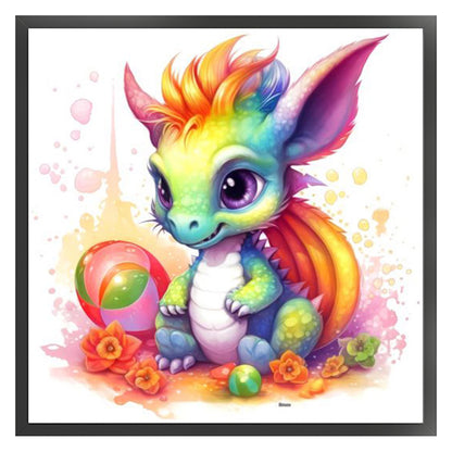 Rainbow Little Flying Dragon - 11CT Stamped Cross Stitch 50*50CM