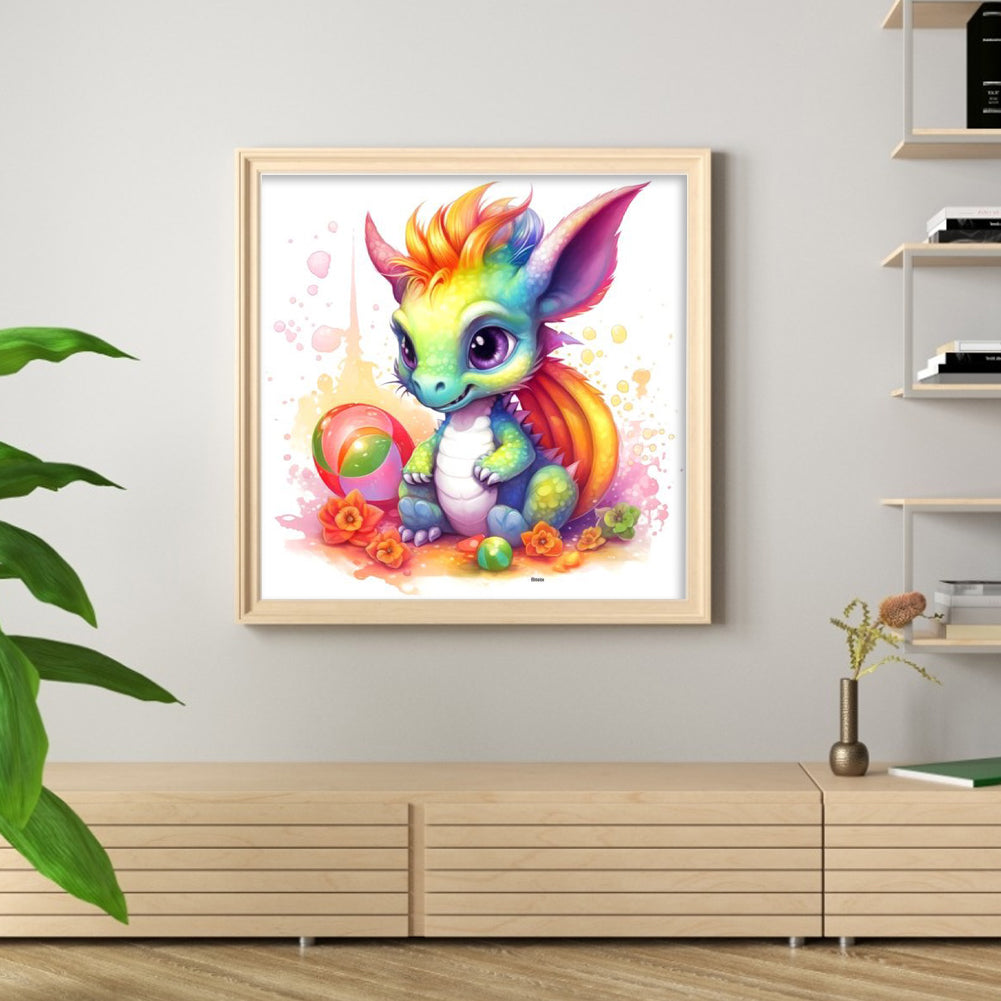 Rainbow Little Flying Dragon - 11CT Stamped Cross Stitch 50*50CM