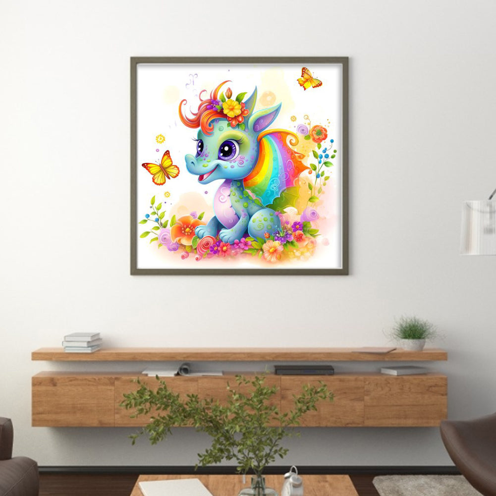 Rainbow Little Flying Dragon - 11CT Stamped Cross Stitch 50*50CM