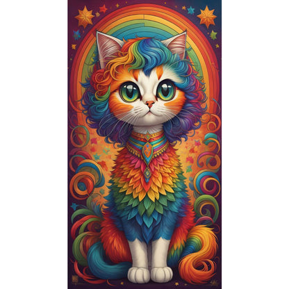 Rainbow Cat - 11CT Stamped Cross Stitch 40*70CM