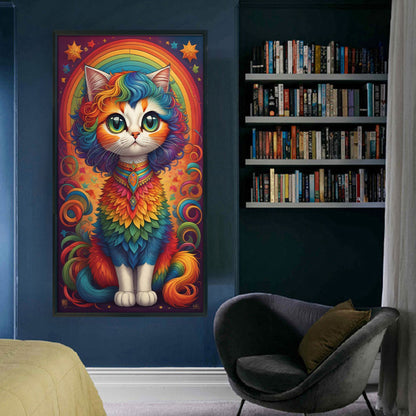 Rainbow Cat - 11CT Stamped Cross Stitch 40*70CM