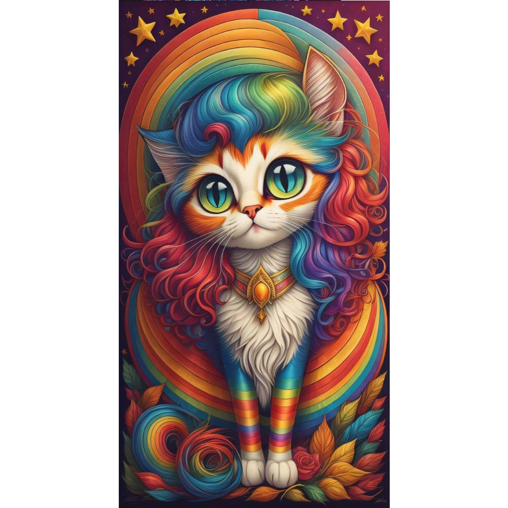 Rainbow Cat - 11CT Stamped Cross Stitch 40*70CM