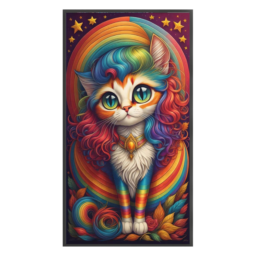 Rainbow Cat - 11CT Stamped Cross Stitch 40*70CM