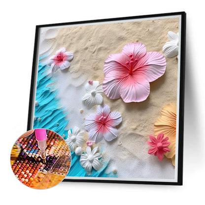 Clean Beach Flowers - Full Round Drill Diamond Painting 40*40CM