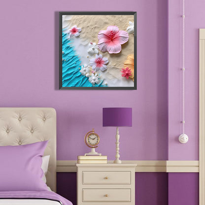 Clean Beach Flowers - Full Round Drill Diamond Painting 40*40CM