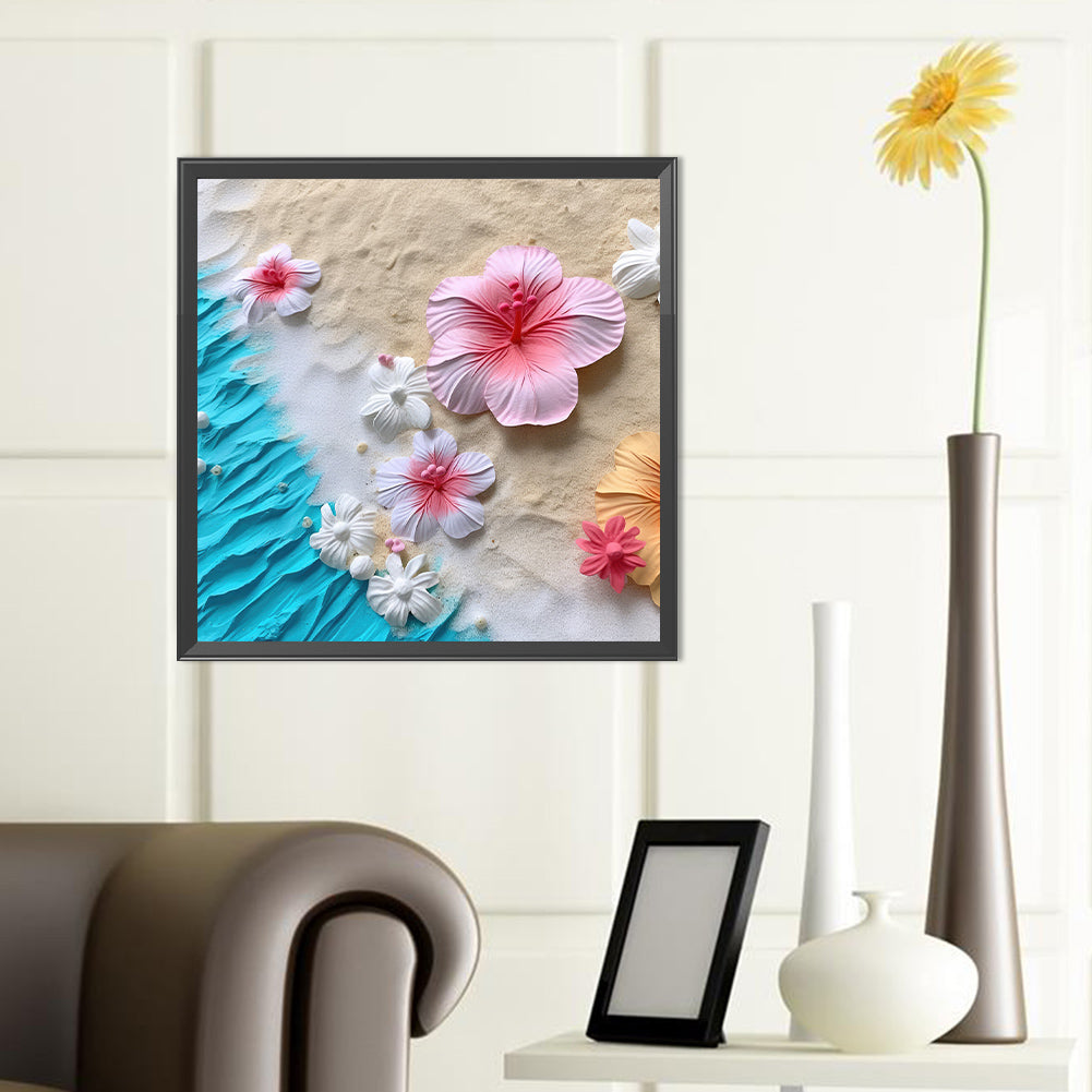 Clean Beach Flowers - Full Round Drill Diamond Painting 40*40CM