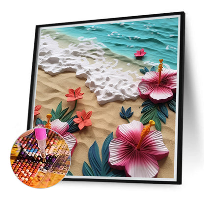 Clean Beach Flowers - Full Round Drill Diamond Painting 40*40CM