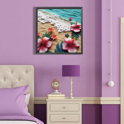 Clean Beach Flowers - Full Round Drill Diamond Painting 40*40CM