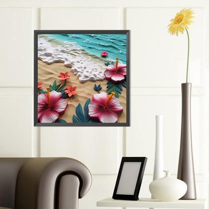 Clean Beach Flowers - Full Round Drill Diamond Painting 40*40CM