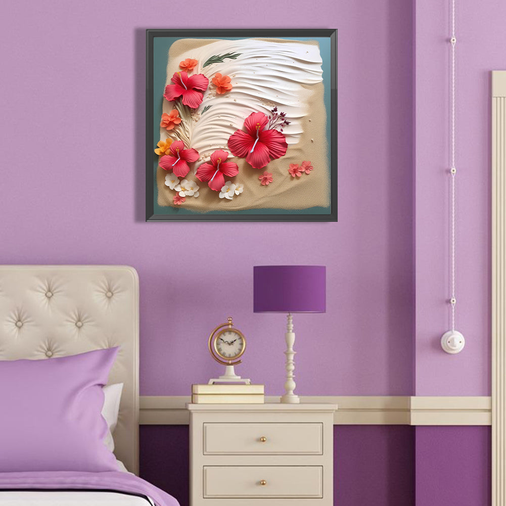 Clean Beach Flowers - Full Round Drill Diamond Painting 40*40CM