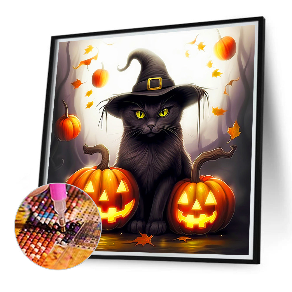 Halloween Black Cat - Full Round Drill Diamond Painting 40*40CM