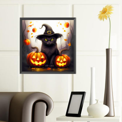 Halloween Black Cat - Full Round Drill Diamond Painting 40*40CM