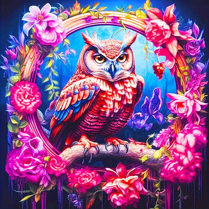 Owl On Wreath - Full Round Drill Diamond Painting 40*40CM