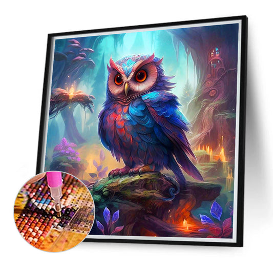 Owl In Area Map - Full Round Drill Diamond Painting 40*40CM