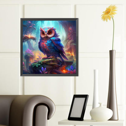 Owl In Area Map - Full Round Drill Diamond Painting 40*40CM