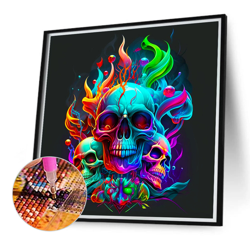 Fire Of Life Skull Girl - Full Round Drill Diamond Painting 40*40CM