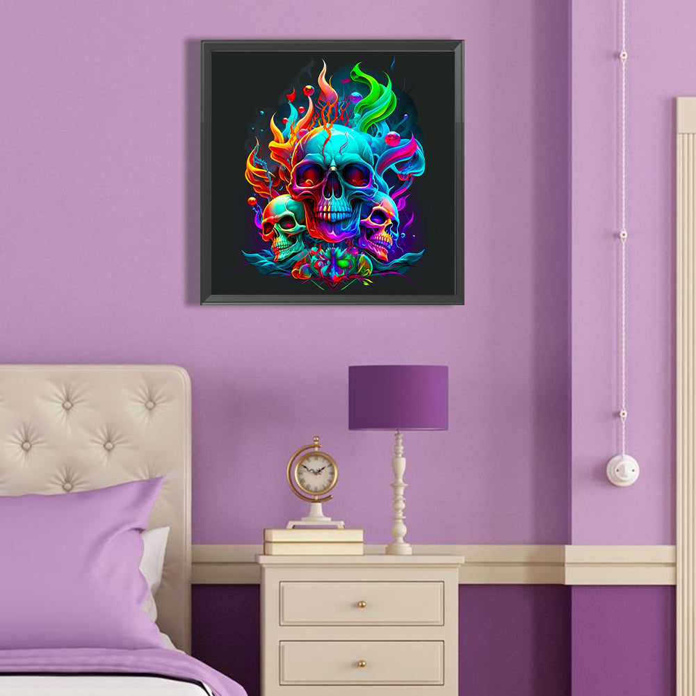 Fire Of Life Skull Girl - Full Round Drill Diamond Painting 40*40CM