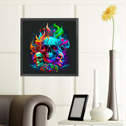 Fire Of Life Skull Girl - Full Round Drill Diamond Painting 40*40CM