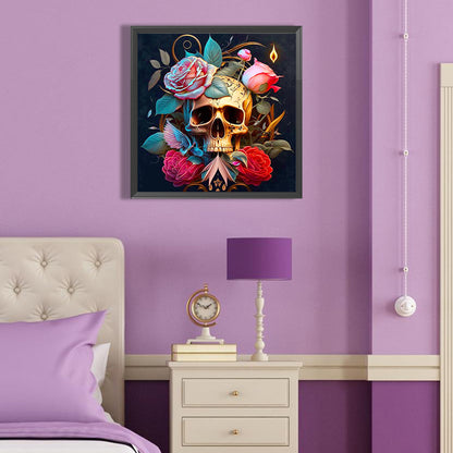 Rose Skull Girl - Full Round Drill Diamond Painting 40*40CM